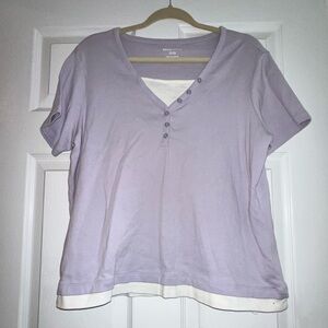 Women's Set!!! XL Purple V-Neck short sleeve top shirt  With Large sweatpants